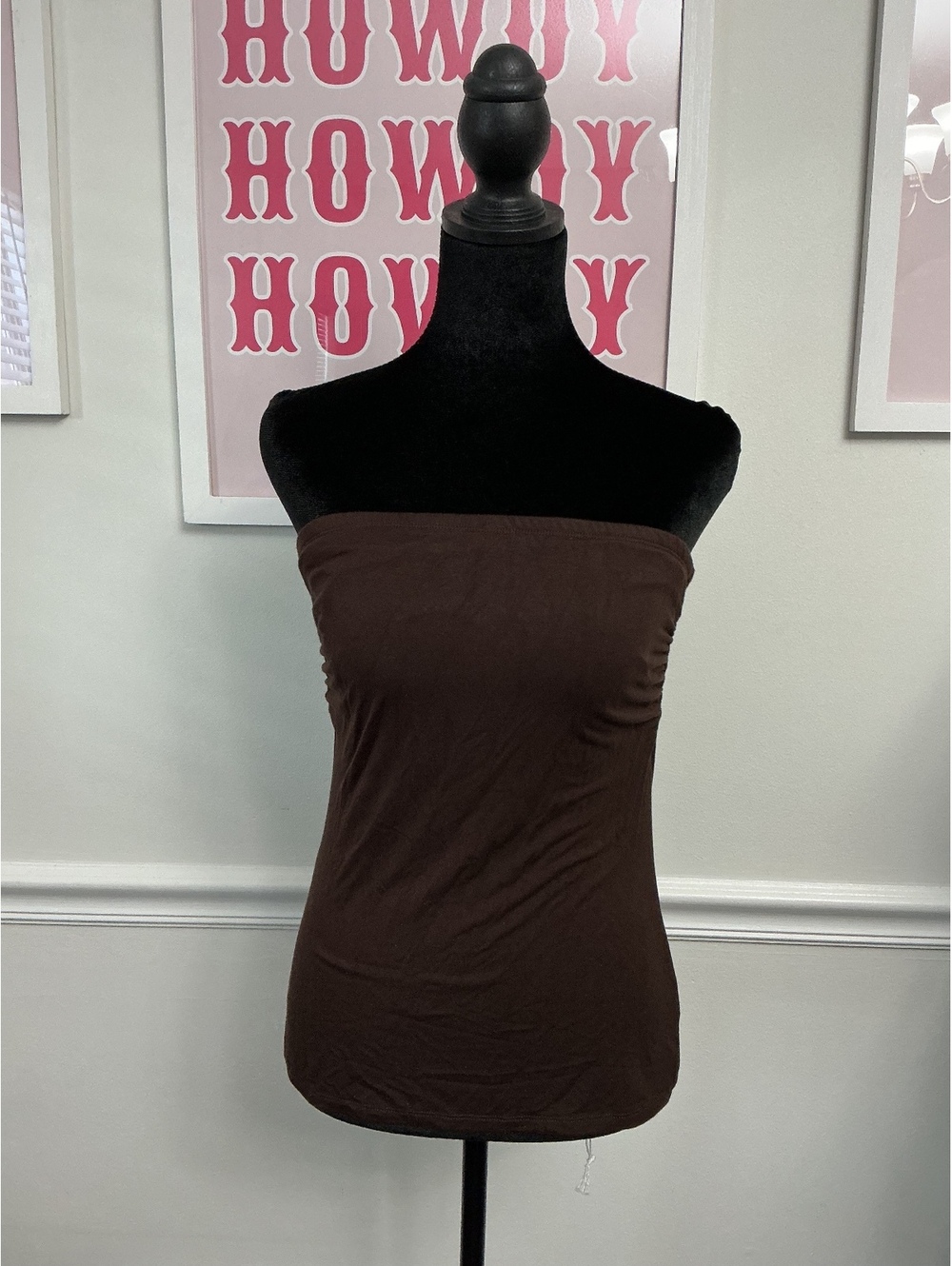 Y2K Antistar Brown Strapless Tube Top, Size Large